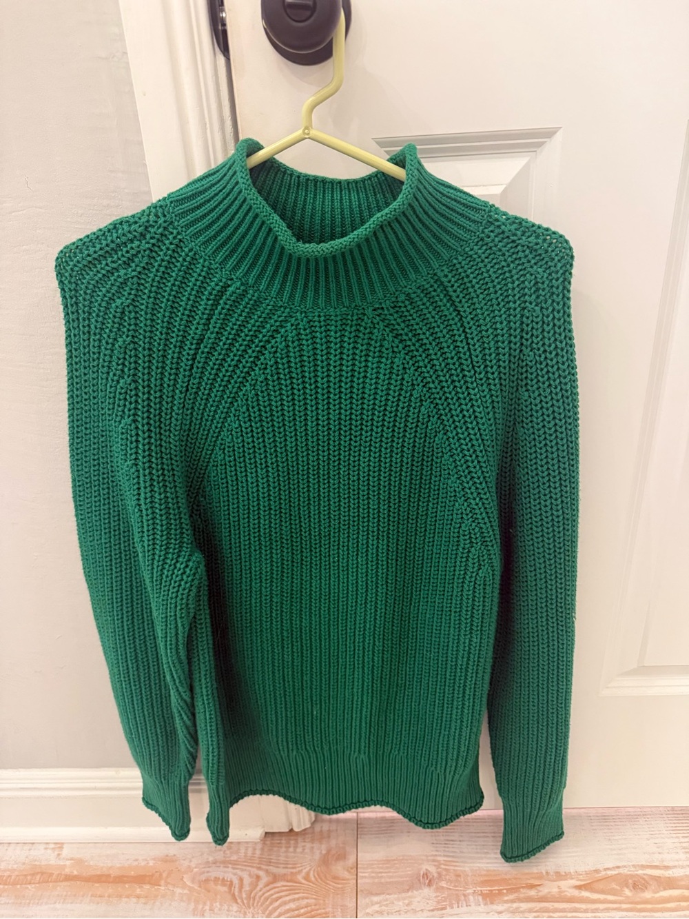 Jcrew Classic Green Ribbed Knit Turtleneck Sweater
